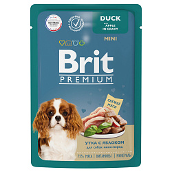 Brit Premium влажный корм для собак миниатюрных пород с уткой и яблоком в соусе 85гр