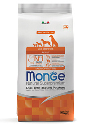 Monge Dog Speciality Line Monoprotein Adult корм сухой для собак взрослых с уткой, рисом и картофелем 2,5кг