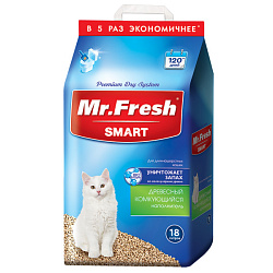 Mr.Fresh Smart древесный комкующийся наполнитель для длинношерстных кошек 18л