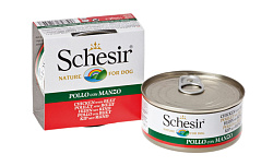 Schesir Dog Adult консервы для собак взрослых с филе цыпленка и говядиной 150гр