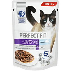 Perfect Fit влажный корм для кошек для поддержания здоровья почек лосось в соусе 75гр