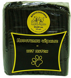 Подстилка Доброзверики 60*60 (12шт) гелевые черные