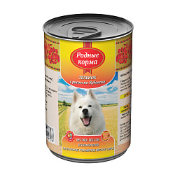 Родные Корма консервы для собак теленок с рисом по-кубански 970гр