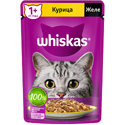 Whiskas консервы для кошек желе с курицей 75гр