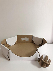 Лежанка картон для кошек +игрушка "Соня"