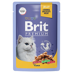 Brit Premium влажный корм для кошек с тунцом кусочки в желе 85гр