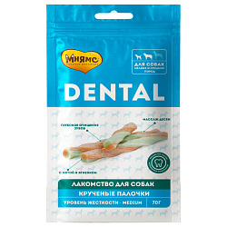 Мнямс Dental Лакомство для собак мелких и средних пород, крученые палочки с ягненком и мятой 70гр
