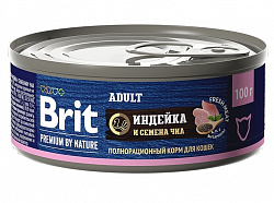 Brit Premium by Nature Adult влажный корм для кошек с индейкой и семенами чиа 100гр