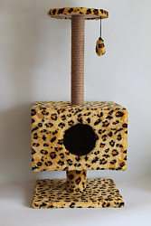 Когтеточка ZooМoDa Дом квадратный с подставкой мех  № 010