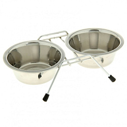 Миски+подставка нерегулируемая металлические 2*360мл 2700G