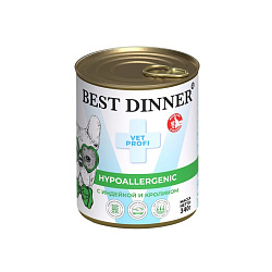 Best Dinner Vet Profi Hypoallergenic диетический влажный корм для собак при проблемах пищеварения 340гр индейка/кролик 