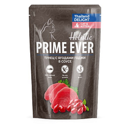 Prime Ever Holistic для кошек консервы Тунец с ягодами годжи в соусе пауч 85гр