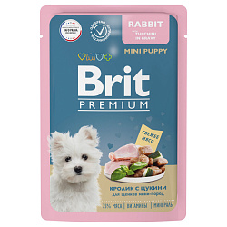 Brit Premium влажный корм для щенков миниатюрных пород с кроликом и цукини в соусе 85гр