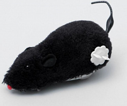 Игрушка для кошек Мышь заводная меховая 12см чёрная Пижон