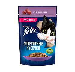 Felix Аппетитные кусочки влажный корм для кошек взрослых с ягненком в желе 75гр
