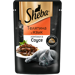Sheba влажный корм для кошек ломтики с телятиной и языком в соусе 75гр