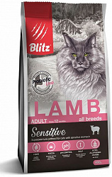 Blitz Sensitive Cat Adult корм сухой для кошек взрослых с ягненком 400гр