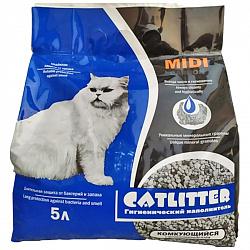 Catlitter carbon MIDI комкующийся наполнитель 5л