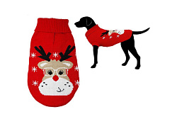 Свитер для собак Уют красный с оленем 40см р.ХL