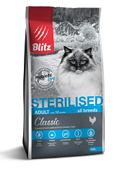Blitz Classic Cat Sterilised корм сухой для кошек взрослых стерилизованных с курицей 400гр