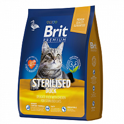 Brit Premium Sterilised корм сухой для кошек стерилизованных c уткой и курицей 400гр