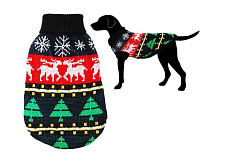 Свитер для собак Уют черный с цветным зимним орнаментом 35см р.L