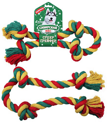 Игрушка для собак Сибирский Пёс Грейфер цветная верёвка 4 узла D30/800мм