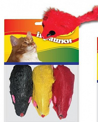 Игрушка для кошек Мышь 3 цветная