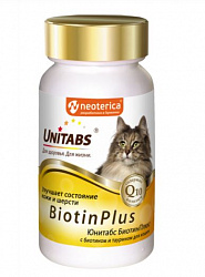 Unitabs BiotinPlus с Q10 для кошек биотин и таурин 120тб