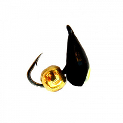 Мормышка Reflex D3 Хрень Черный, Лайм глаз.+Шар золото 2мм 0,4гр арт.32001
