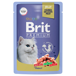 Brit Premium влажный корм для кошек с форелью кусочки в желе 85гр