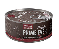 Prime Ever 6B консервы для кошек тунец с говядиной в желе 80гр