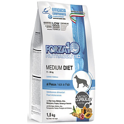 Forza10 Medium Diet корм сухой для собак взрослых средних пород при аллергии из рыбы с микрокапсулами 1,5кг