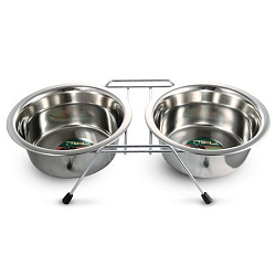 Миски+подставка нерегулируемая металлическая 2*1,6л  (9004)