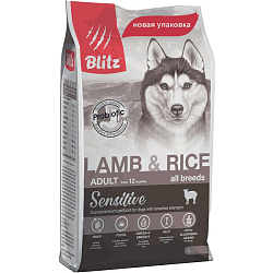 Blitz Sensitive Dog Adult корм сухой для собак взрослых всех пород с ягненком и рисом 2кг