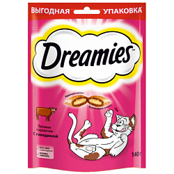 Dreamies лакомые подушечки лакомство для кошек с говядиной 140гр