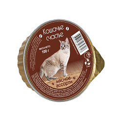 Кошачье счастье влажный корм для кошек мясное ассорти 100гр