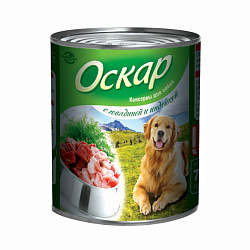 Оскар консервы для собак, фарш из говядины и индейки 750гр