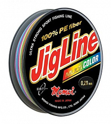 Шнур JigLine Multicolor 0,12мм 9,0кг 100м 5цветов