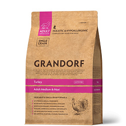 Grandorf Adult Medium & Maxi корм сухой низкозерновой для собак взрослых средних и крупных пород с индейкой 1кг