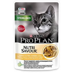 Pro Plan Cat Adult Sterilised влажный корм для кошек взрослых стерилизованных с курицей в соусе 85гр Pro Plan Cat Adult Sterilised влажный корм для кошек взрослых стерилизованных с курицей в соусе 85гр