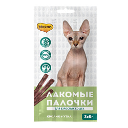 Мнямс лакомые палочки для кошек с уткой и кроликом 13,5см 3*5гр