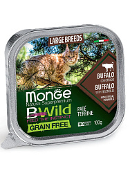 Monge Cat BWild Grain Free Adult консервы для кошек взрослых с мясом буйвола и овощами 100гр
