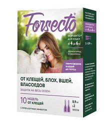 Капли на холку Форсекто д/кош 4-6 кг 0,9мл