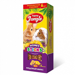 Лакомство для грызунов крупных Happy Jungle Палочки медовые микс 6шт J218
