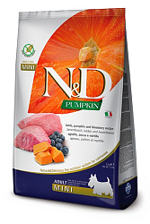 Farmina N&D Pumpkin Dog Grain Free Lamb & Blueberry Adult Mini корм сухой для собак взрослых мелких пород беззерновой с ягненком, черникой и тыквой 2,5кг