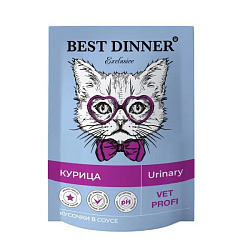 Best Dinner Vet Profi Urinary диетический влажный корм для кошек для профилактики мочекаменной болезни 85гр с Курицей