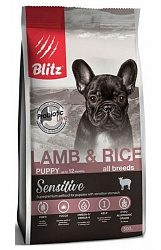 Blitz Sensitive Dog Puppy корм сухой для щенков всех пород с ягненком 500гр