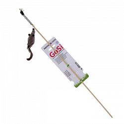 Дразнилка для кошек GoSi Мышь с норковым хвостом на веревке на картоне