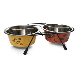 Миска для животных металлическая двойная на подставке "Пожужжим" 2*750мл СОЮЗМУЛЬТФИЛЬМ Triol